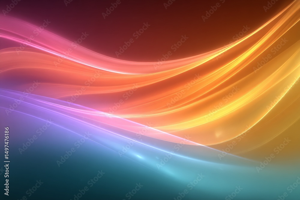 Poster Colorful wave patterns create a captivating background for artistic design and digital projects