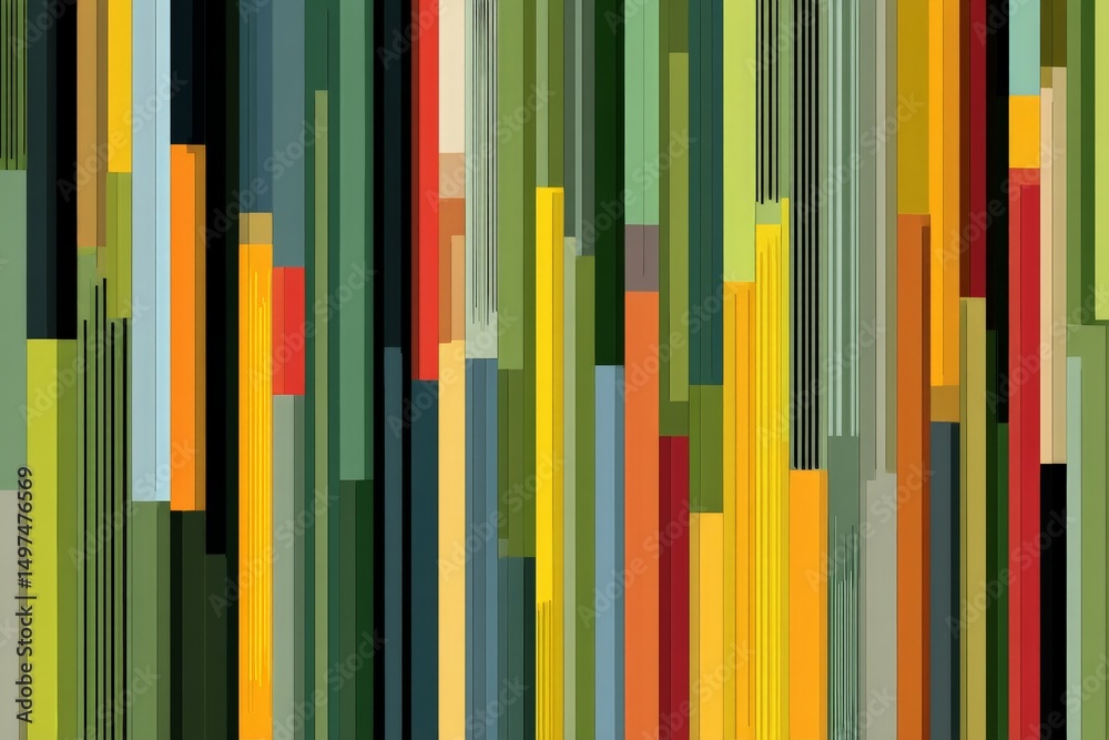 Poster colorful vertical stripes create an abstract representation of a vibrant landscape in a contemporary