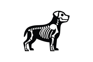simple and unobtrusive dog skeleton vector silhouette illustration isolated in white background