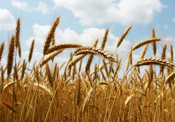 Fototapeta premium Golden wheat field under sky