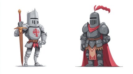 Fototapeta premium Heroic Knights in Classic Armor Designs