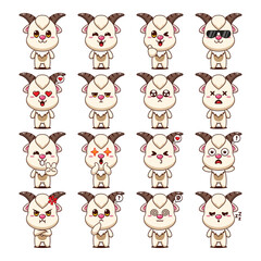 Cute Goat Cartoon Mascot Character Illustration