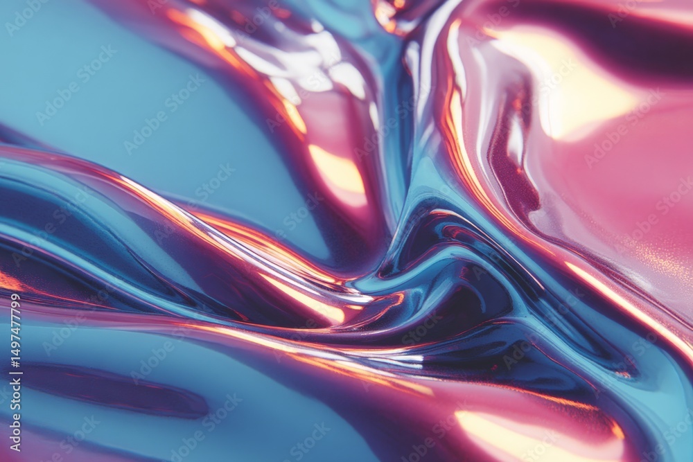 Aufkleber Colorful metallic fabric creating a dynamic texture under soft lighting in a studio setting