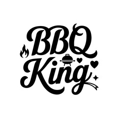 Fototapeta premium BBQ King. Funny Barbecue Quotes Vector Design Isolated on White Background