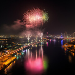 Fototapeta premium The Da Nang International Fireworks Festival is one of the most anticipated events in Vietnam.