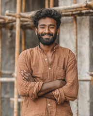 happy indian poor man