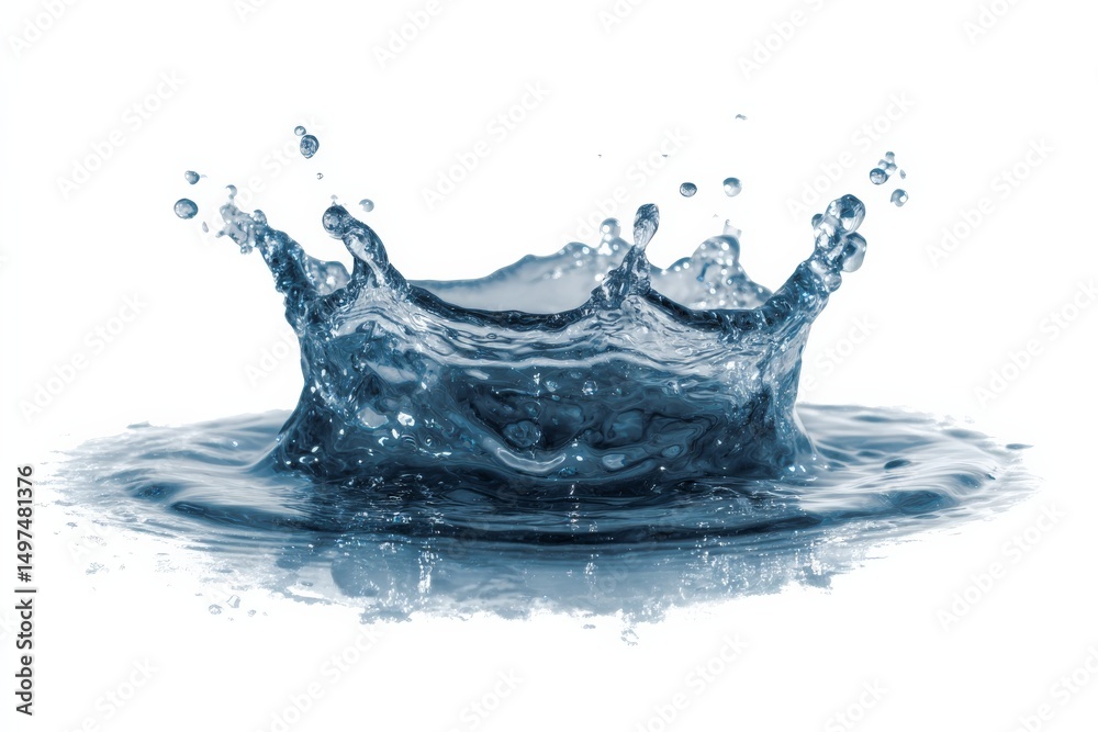 Poster splashes and ripples form as a droplet hits a calm water surface in a controlled setting