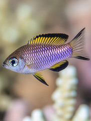 Vibrant Purple and Yellow Reef Fish Stunning Underwater Photography