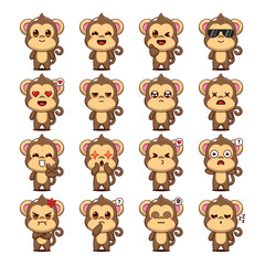 Cute Monkey Cartoon Mascot Character Illustration