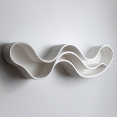 Modern white wave-shaped shelf design mounted on a smooth wall, enhancing minimalist interior decor