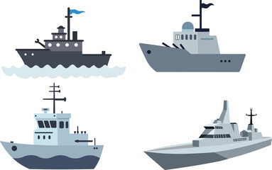 Naval Ship and Boat Vector Collection