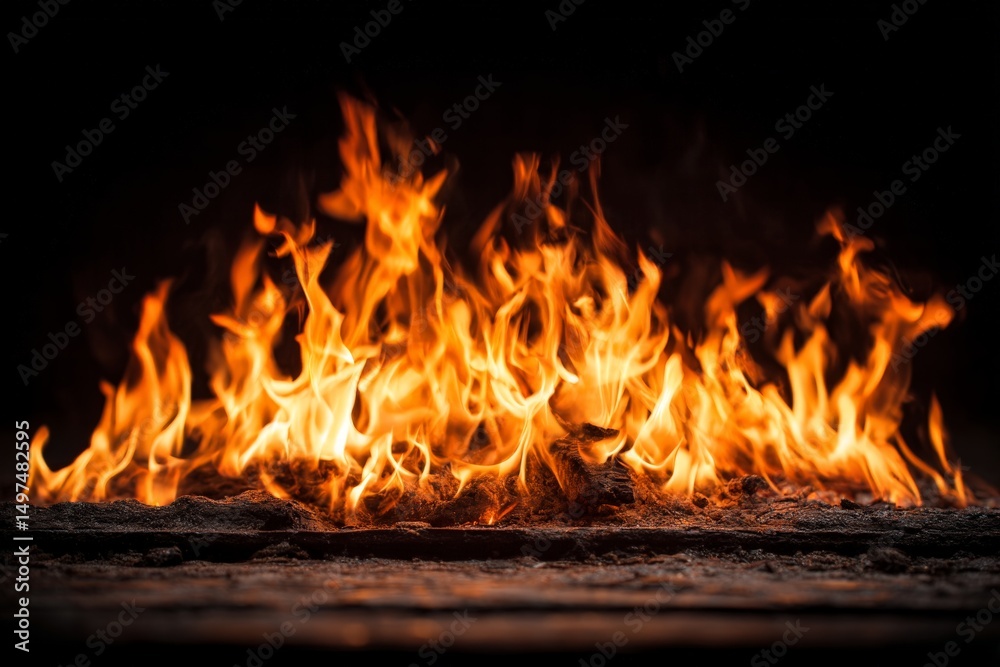 Poster Flames dancing vividly in dark surroundings create a mesmerizing and intense visual display during nighttime