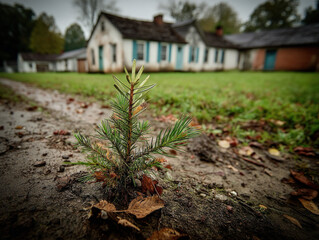 A scene of a discarded Christmas tree after the holidays
