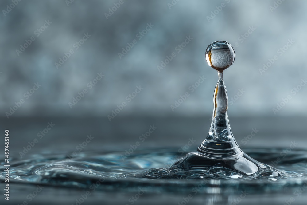 Poster water droplet creates stunning splash effect in a tranquil setting during daytime