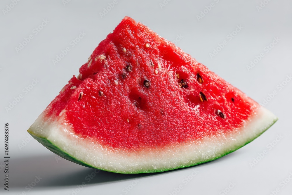 Poster fresh watermelon slice with vibrant colors on a light background ready for summer enjoyment