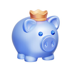 3D icon of a piggy bank with coin, representing savings, personal finance, and budget management.
