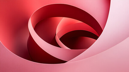Abstract Swirling Pink and Red Paper Curves A Modern Art Photography