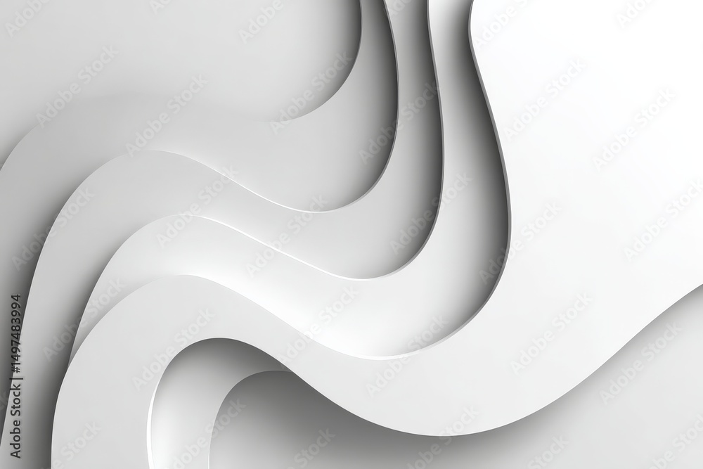 Poster Abstract design with flowing white curves in a minimalist style suitable for modern backgrounds