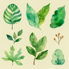 Obraz premium Eco friendly company logo with nature inspired design featuring green tones leaf and water elements organic shapes sustainable feel in a hand drawn watercolor style perfect for green brands.