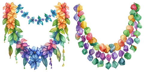 mardi gras garland watercolor vector illustration
