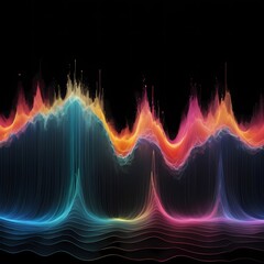 Vibrant audio waveforms in a spectrum of colors with a dark background Generative AI