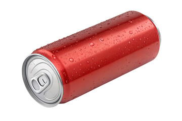 blank red aluminum can isolated on white or transparent png