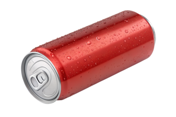 blank red aluminum can isolated on white or transparent png