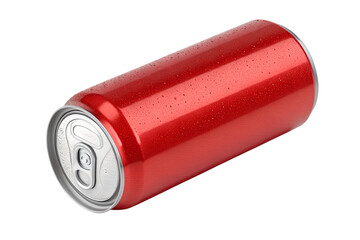 blank red aluminum can isolated on white or transparent png