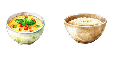 millet porridge watercolor vector illustration