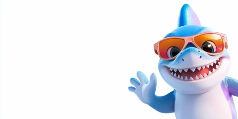 Cartoon shark wearing sunglasses