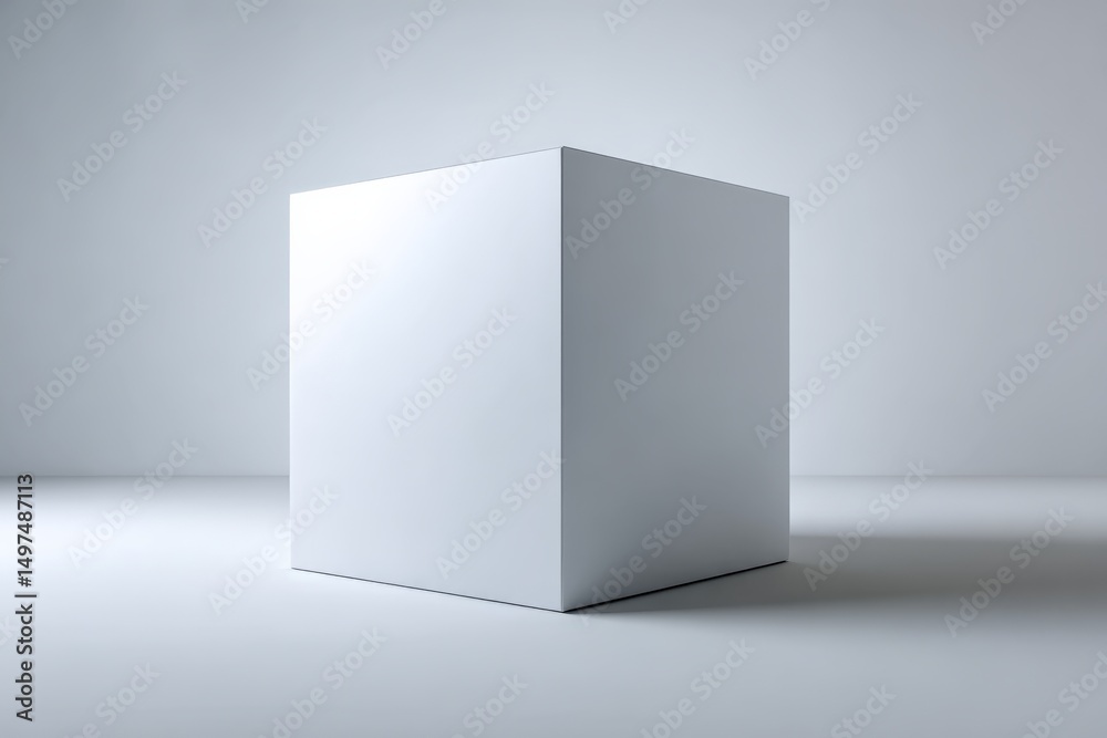 Aufkleber Minimalist white cube positioned in a well-lit studio setting showcases modern design principles and simplicity in art