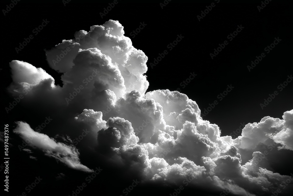 Poster dramatic clouds illuminated by light create striking contrast against a dark sky
