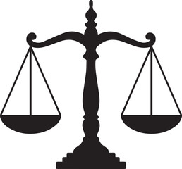 Balance Scales Silhouette Vector | Bold Black Vector Art Illustration