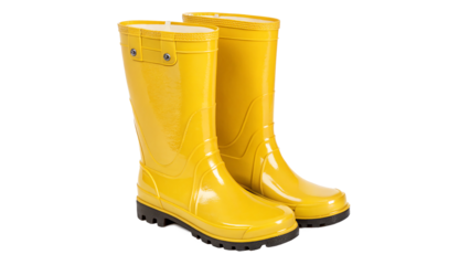 yellow wellington boots isolated on transparent background