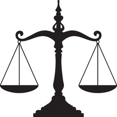 Balance Scales Silhouette Vector | Bold Black Vector Art Illustration