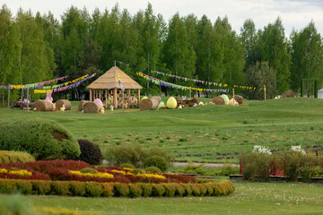 Traditional Farm Building Set in Verdant Pastoral Landscape