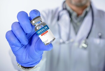 Insulin in a vial, only one per week. Chemical substances used in medicines or laboratory experiments