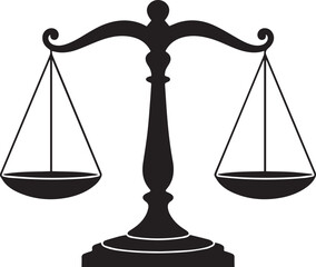 Balance Scales Silhouette Vector | Bold Black Vector Art Illustration