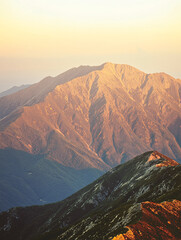 Majestic Mountain Range at Sunset Golden Hour Landscape Photography