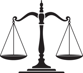 Balance Scales Silhouette Vector | Bold Black Vector Art Illustration