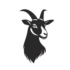 Goat head silhouette, farm animal vector illustration.