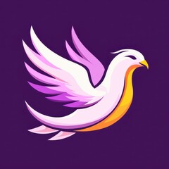 Obraz premium Stylized Purple and White Pixel Art Dove in Flight