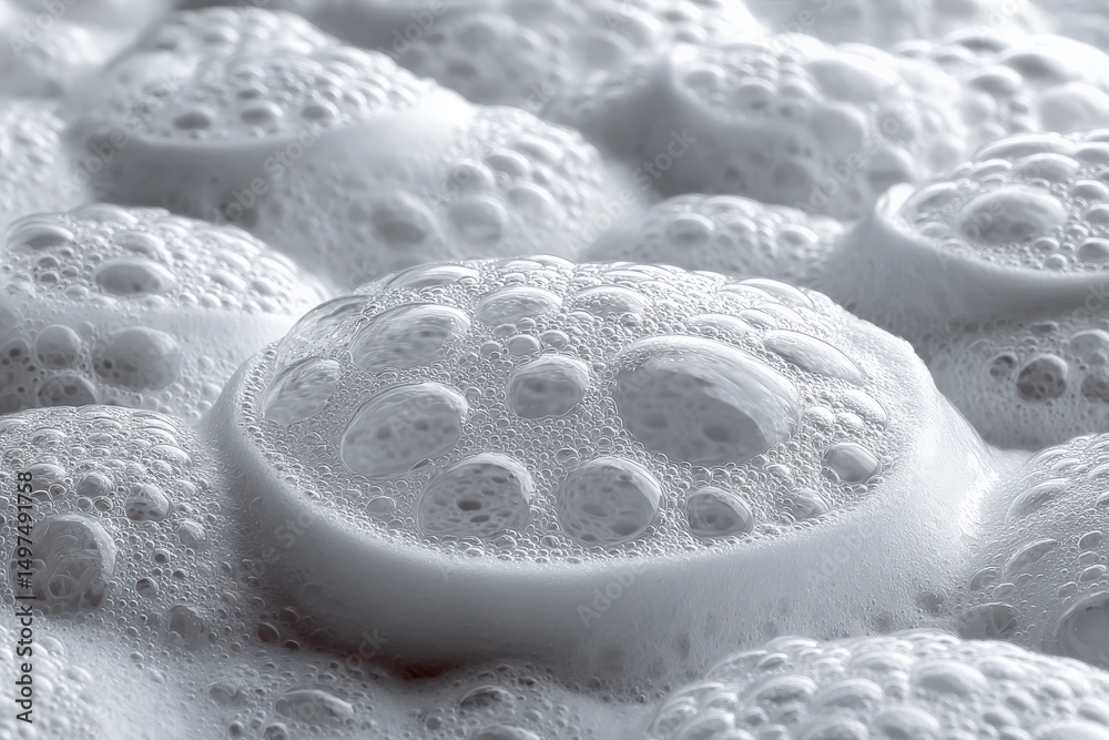 Aufkleber Bubbles create a captivating texture in a close-up view of foam captured in natural light