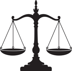 Balance Scales Silhouette Vector | Bold Black Vector Art Illustration