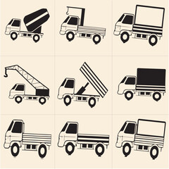 All kind of transportation vector Black and white set-7