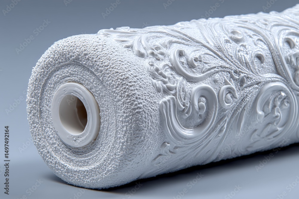 Poster decorative paint roller designed for textured finishes showcased against a neutral background in a w