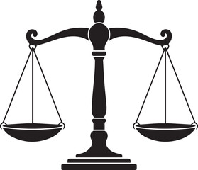 Balance Scales Silhouette Vector | Bold Black Vector Art Illustration