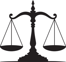 Balance Scales Silhouette Vector | Bold Black Vector Art Illustration