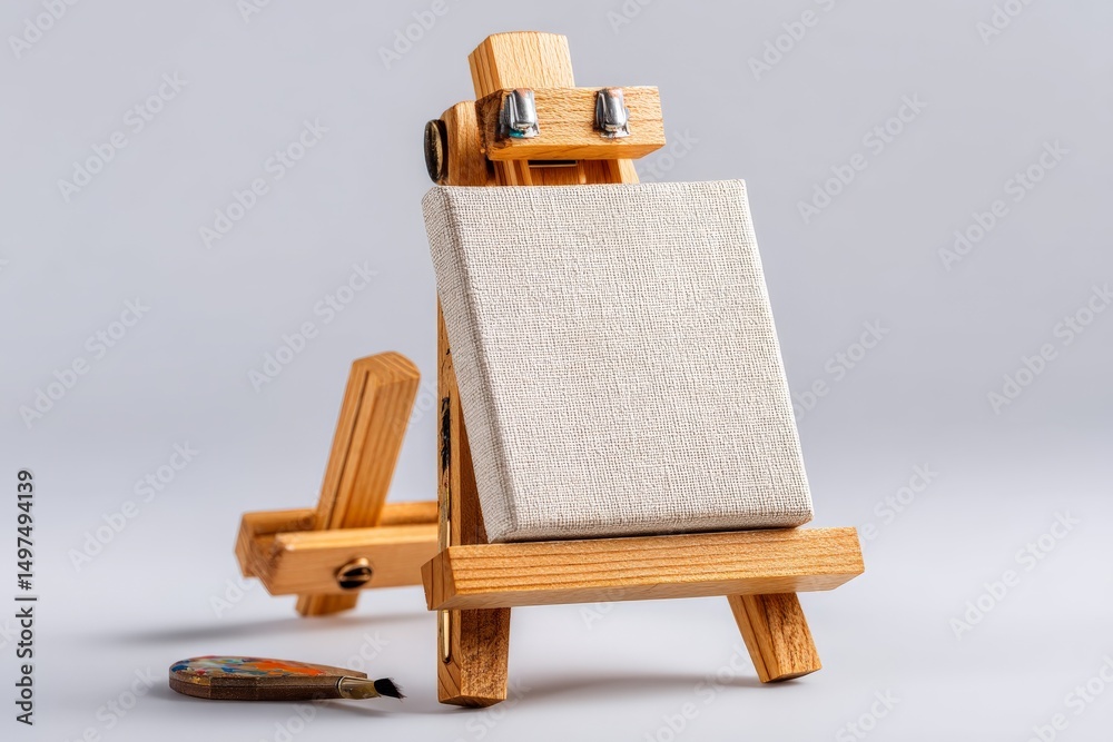 Poster Easel and blank canvas ready for a creative art session in a calm indoor studio environment