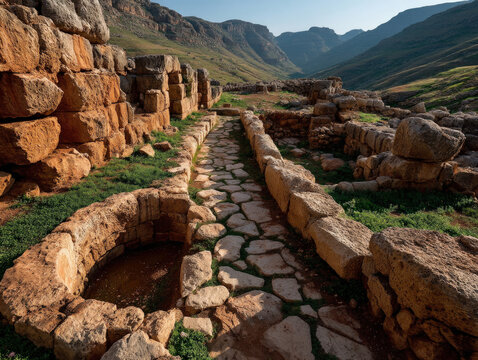 Scenic landscape or historical site of Shomron (Samaria) with hills and ancient ruins